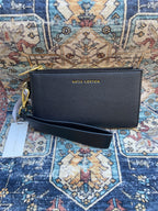 Zana Black Fold Out Wristlet Wallet Purse