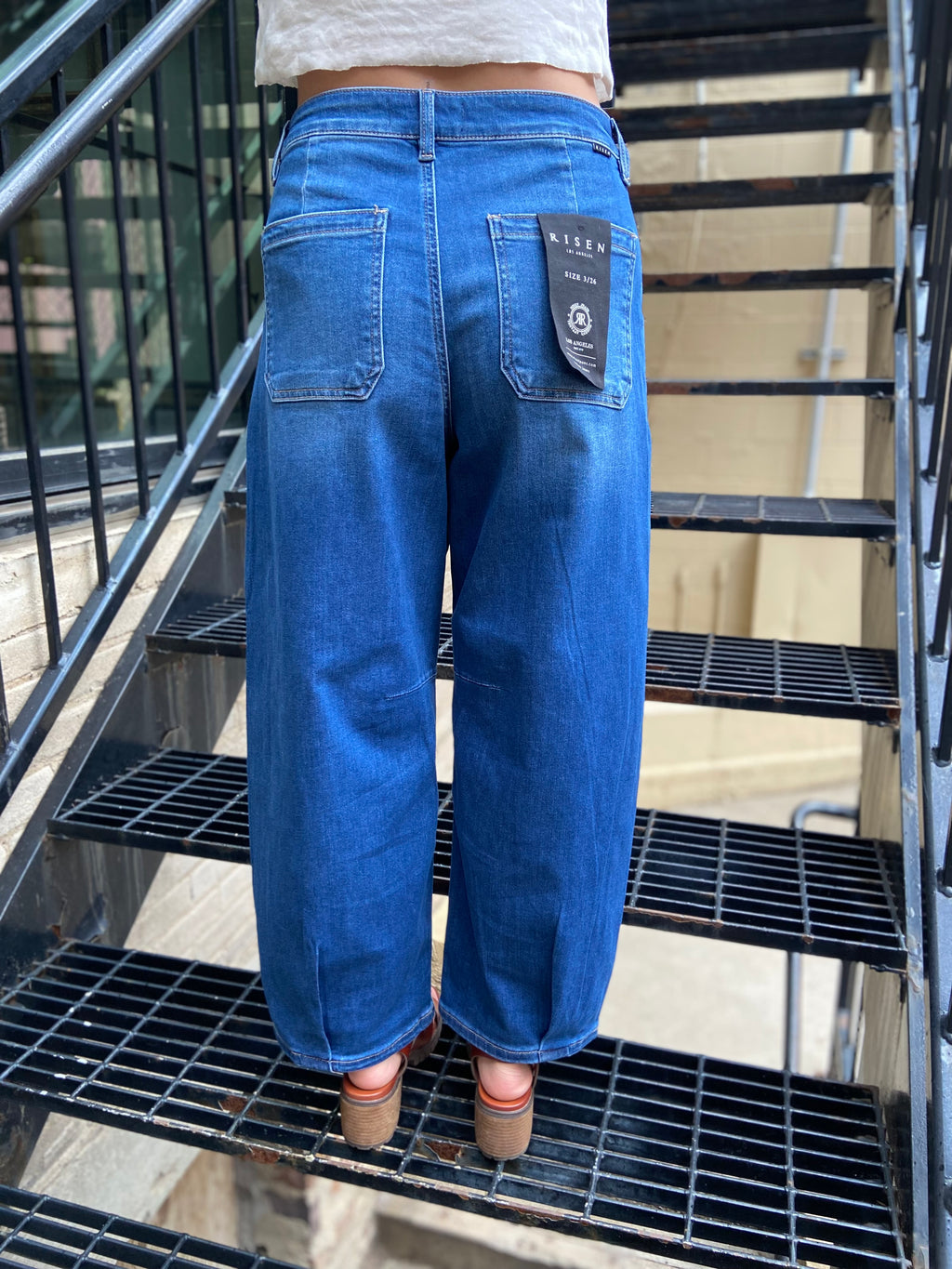 Ora Dark Wash Baggy Barrel   Relaxed Risen Jeans - MK Threads Boutique