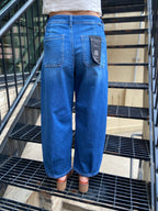 Ora Dark Wash Baggy Barrel   Relaxed Risen Jeans - MK Threads Boutique