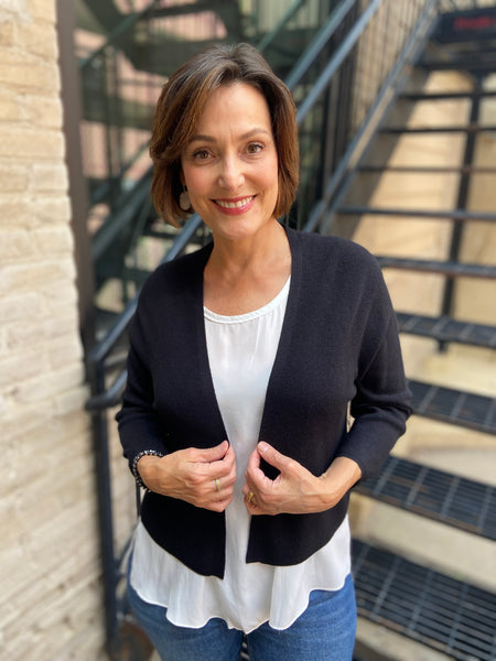 Lizeth Black Short Sleeve Cardigan