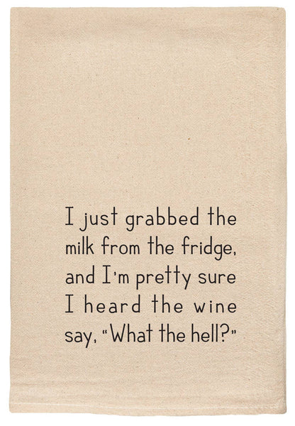 I just grabbed the milk from the fridge funny kitchen towels