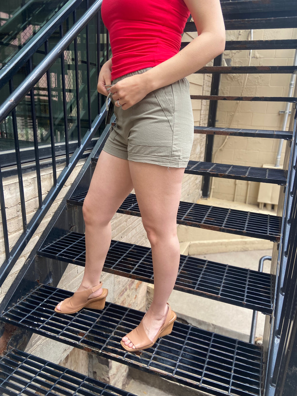 Ada Olive Basic Drawstring Shorts - MK Threads Boutique