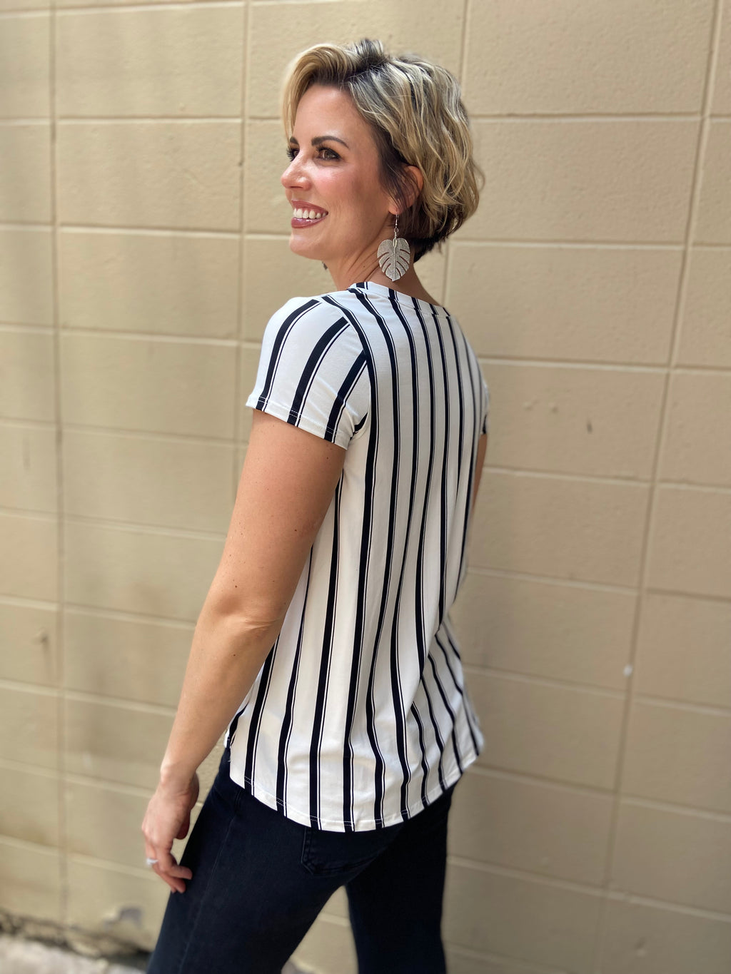 Kit Black Stripe Cap Sleeve Top - MK Threads Boutique