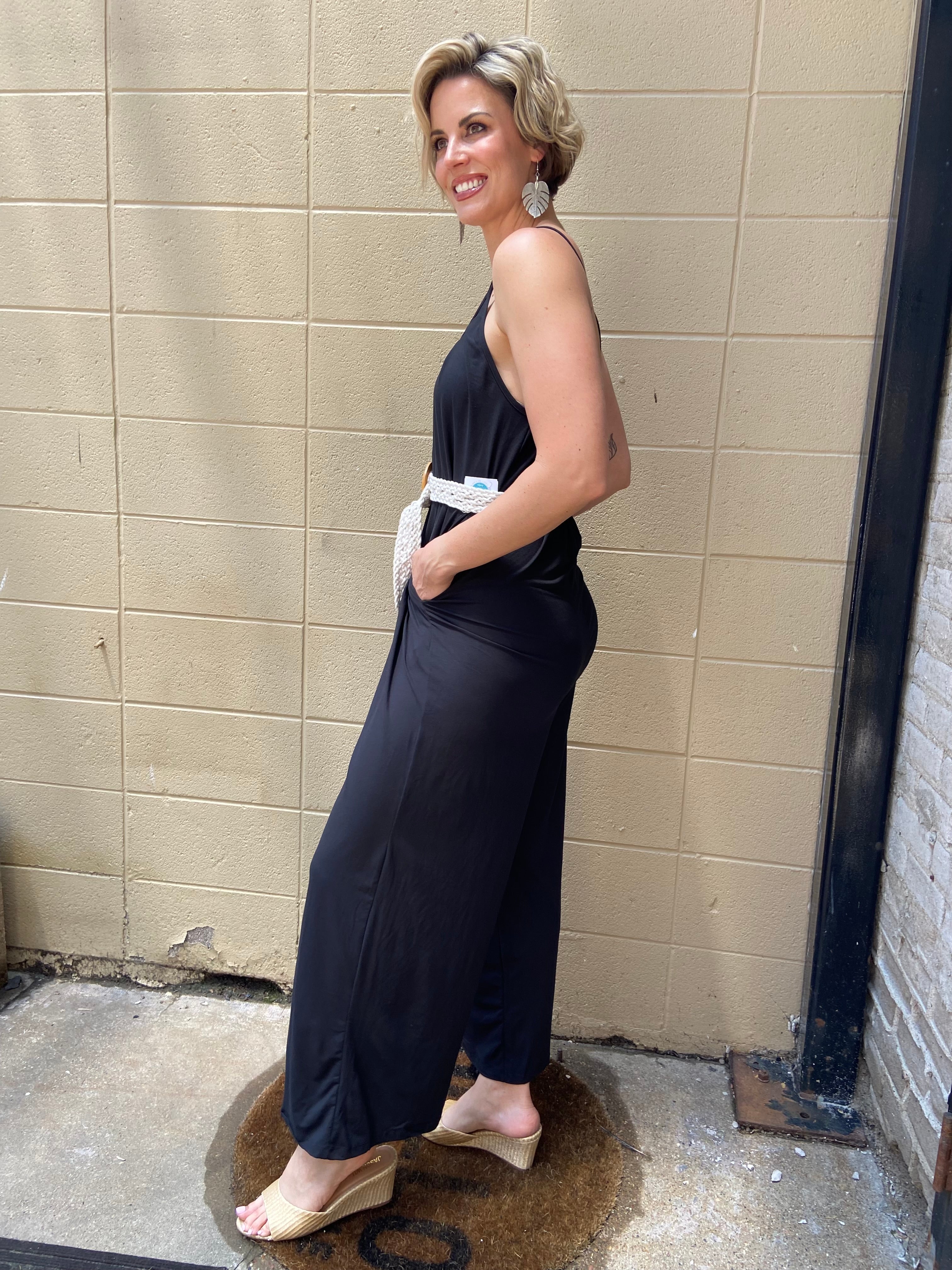 George Black Jumpsuit With Pockets - MK Threads Boutique