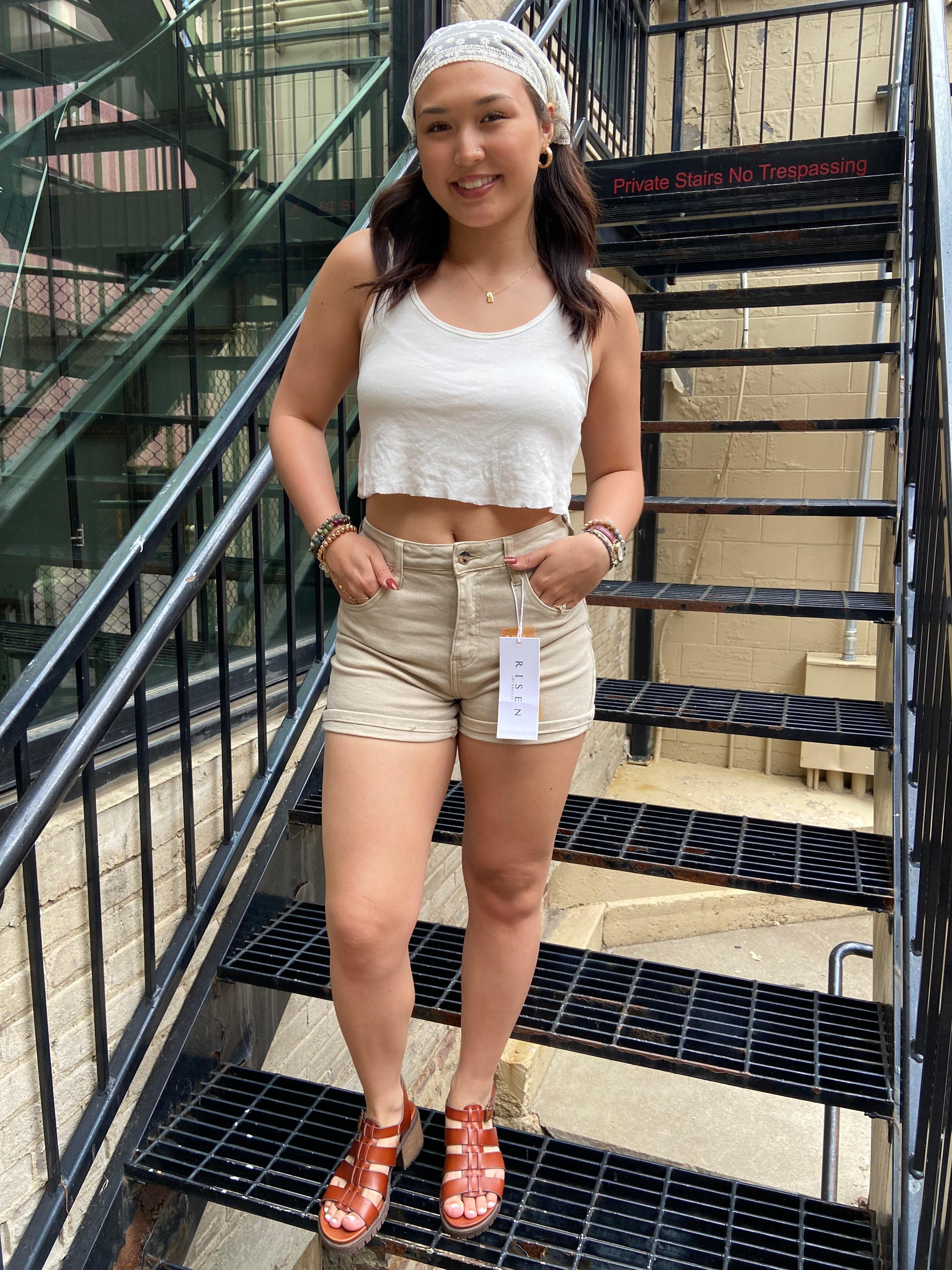 Stacy Sandy High Rise Risen Jean Shorts - MK Threads Boutique