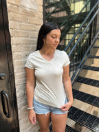 Sia Oatmeal Basic V-Neck Top
