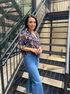 Fay Navy Floral Tie Blouse