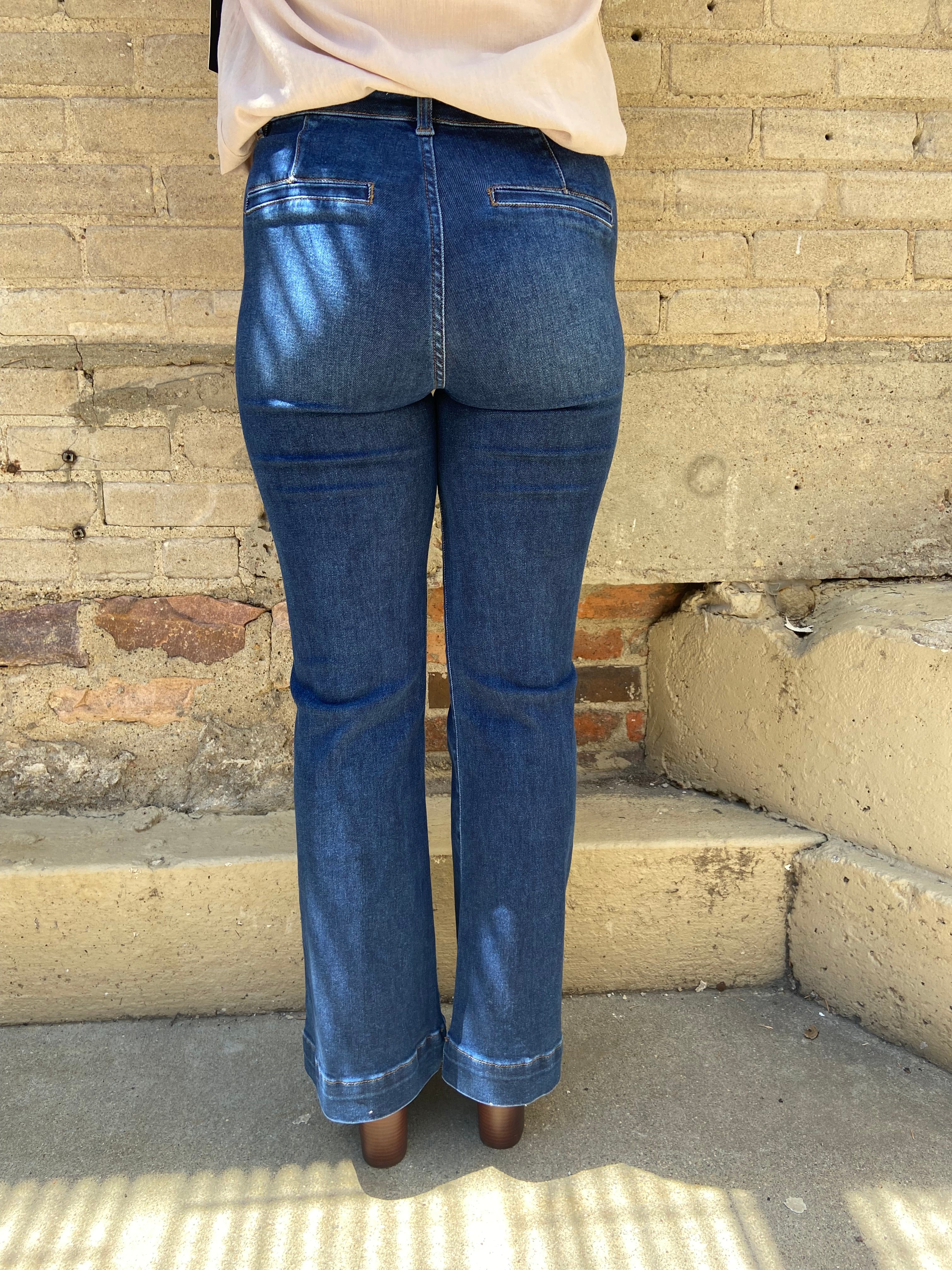 Goldie Dark Wash Ankle Bootcut Risen Jeans - MK Threads Boutique