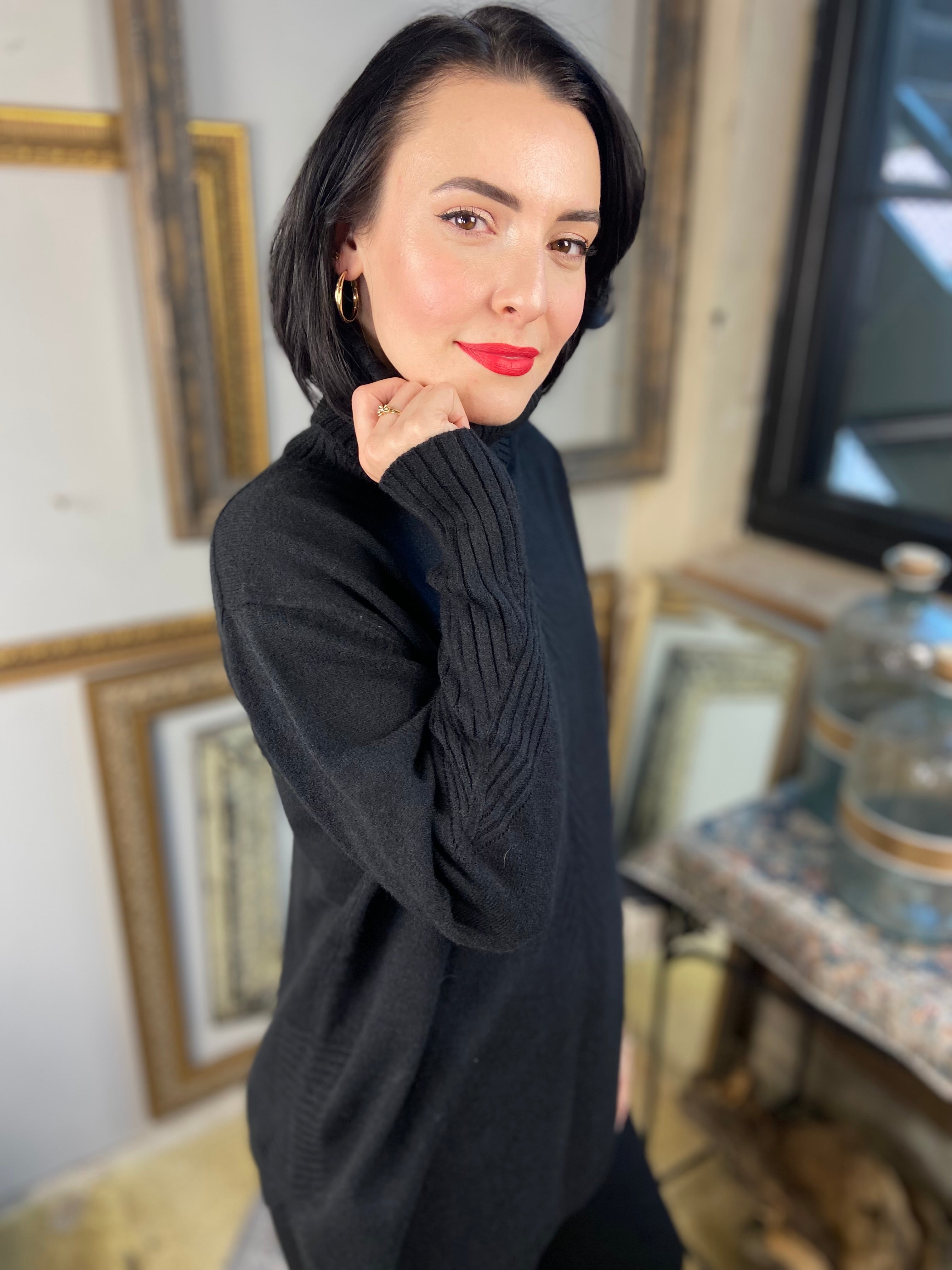 Lau Black Knit Turtle Neck Sweater