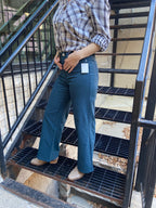 Anna Blue Steel High Rise Wide Leg Jeans