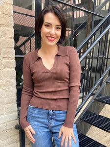 Cassandra BrownRibbed Long Sleeve Top