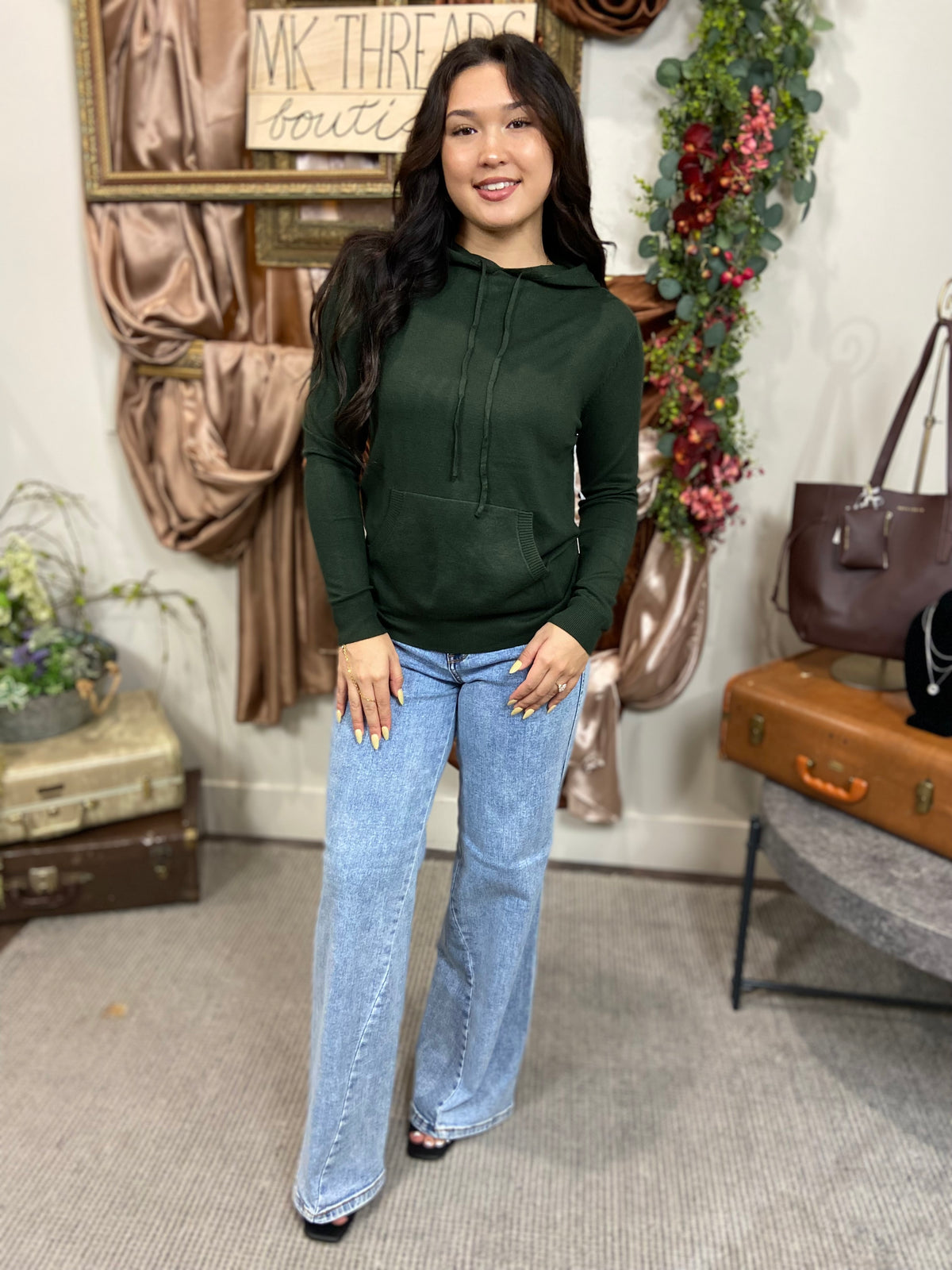 Nancy Olive Hooded Sweater