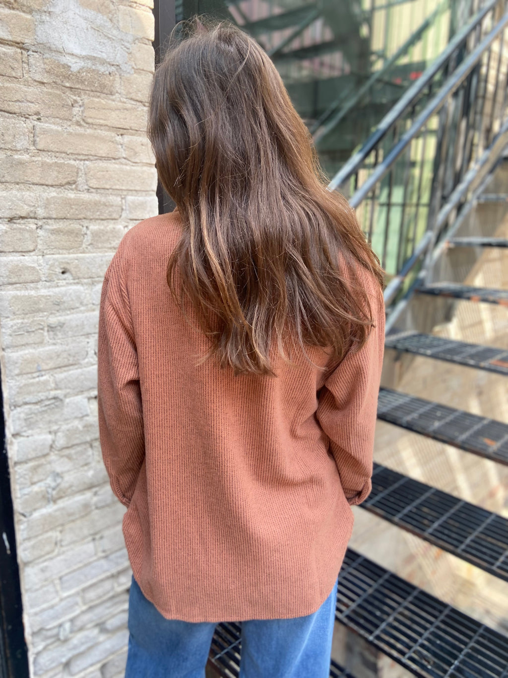 Stella Rust Waffle Knit Oversized Shacket