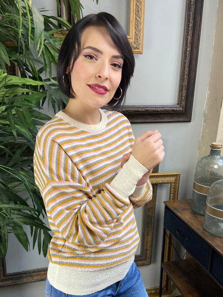 Anna Natural Multi Stripe Sweater