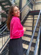 Alexi Hot Pink Silk Button up