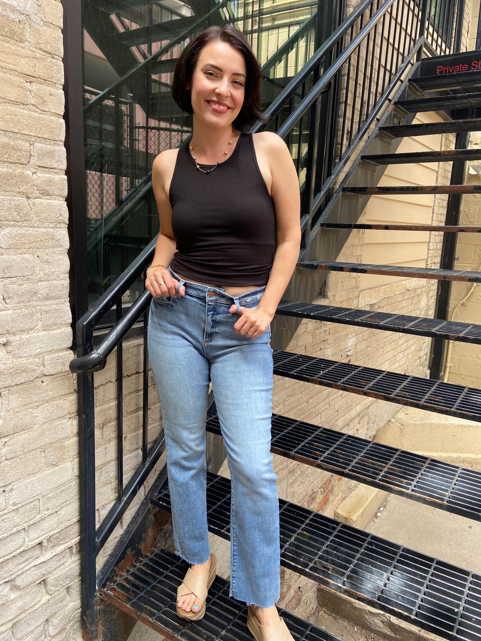 Shira High Rise Straight Sneak Peek Jeans