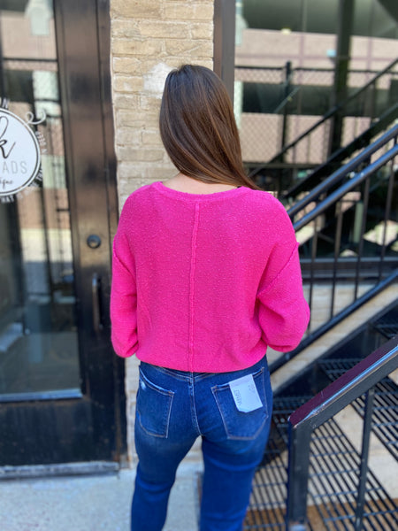 Hailey Fuchsia Textured Sweater