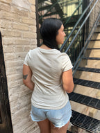 Sia Oatmeal Basic V-Neck Top