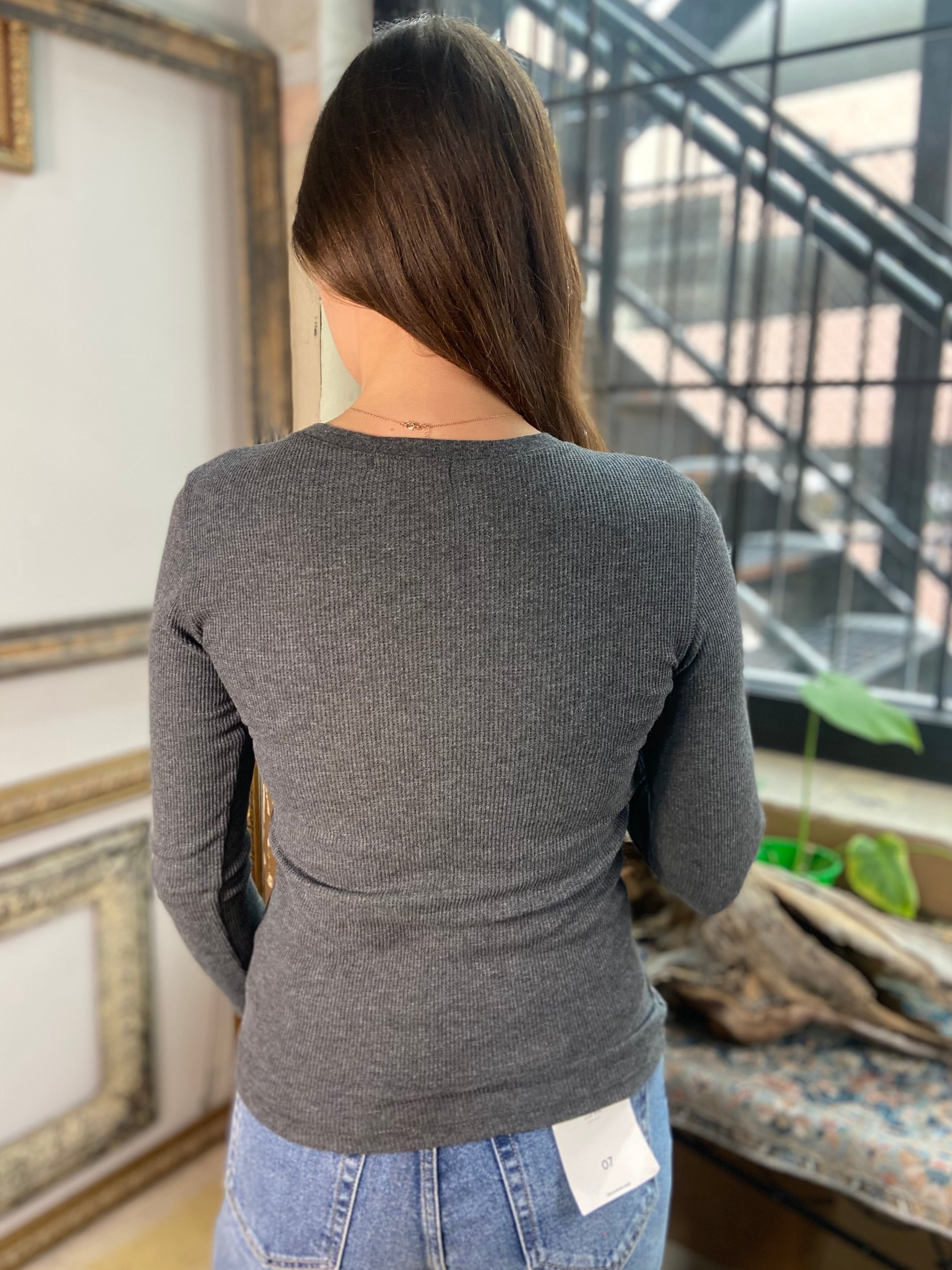 Issac Charcoal Gray Long Sleeve Thermal Top