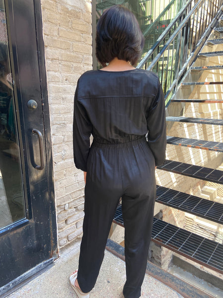 Allison Black Satin Jumpsuit