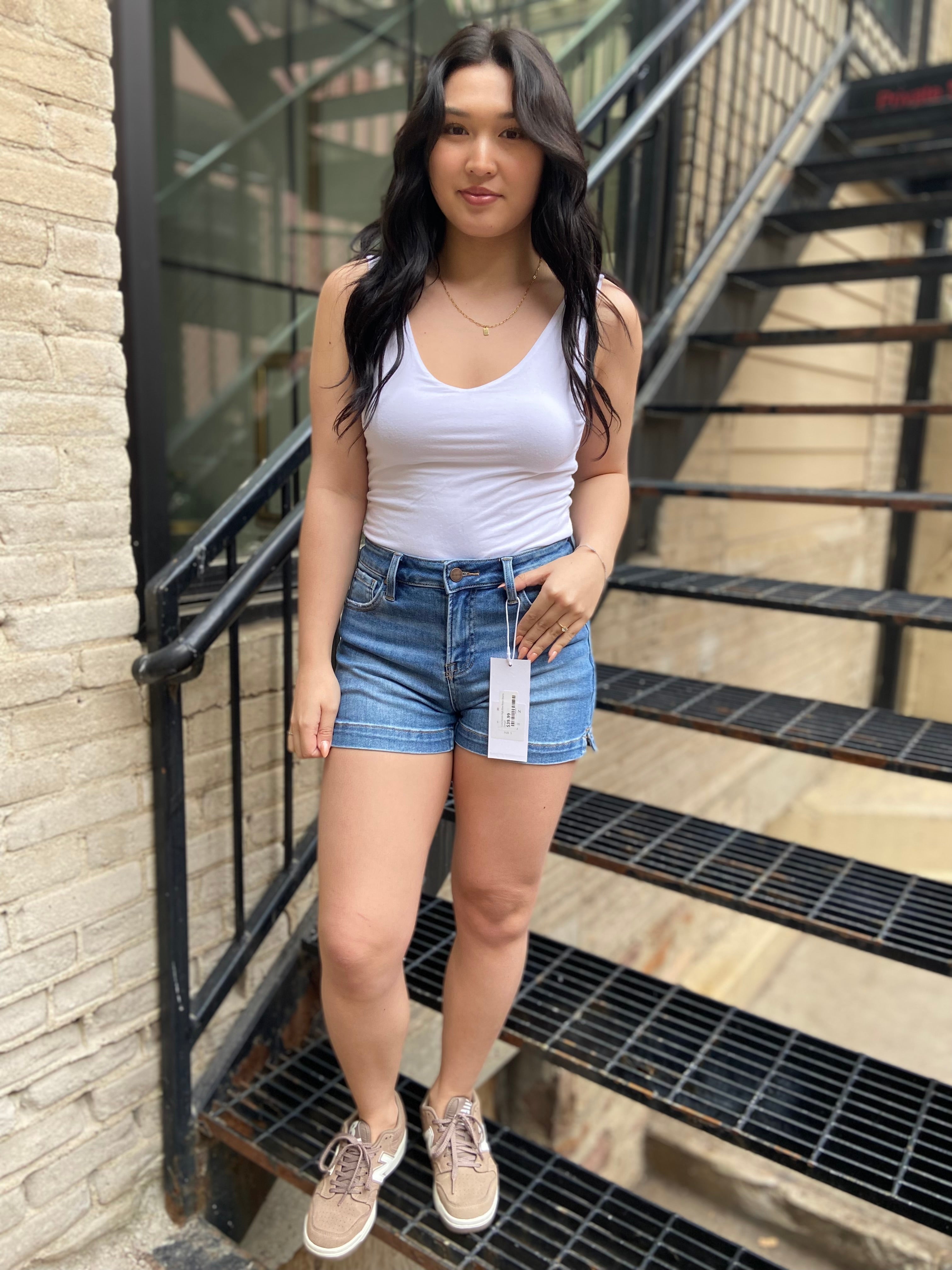 Cora Denim High Rise Risen Shorts - MK Threads Boutique