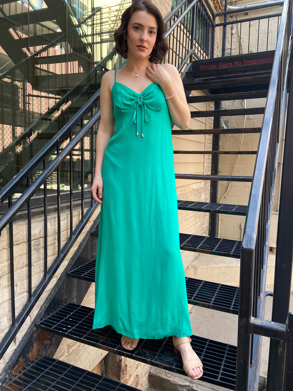 Owen Kelly Green Side Slit Maxi Dress - MK Threads Boutique
