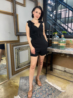 Cynthia Black Shoulder Knot Sleeveless Romper