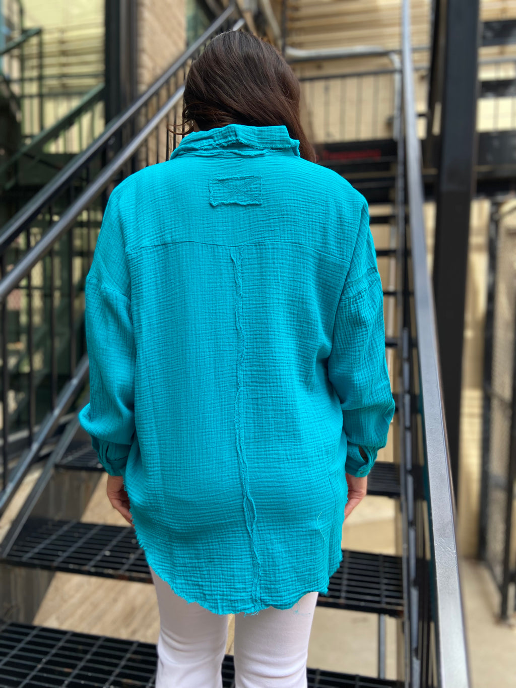 Jeramy Light Teal Waffle Button Up