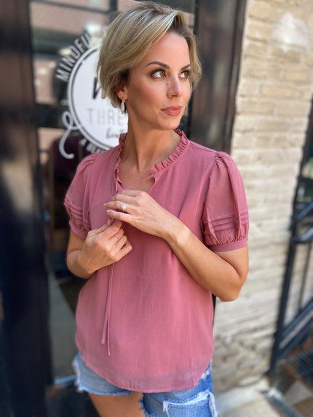 Cathy Mauve Tie Front Blouse