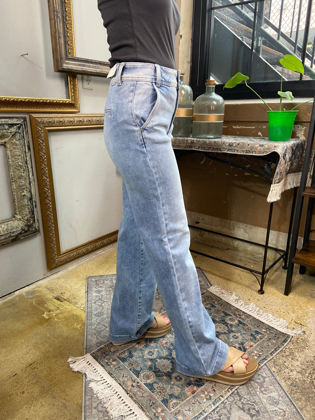 Sally Light Wash High Rise Wide Leg Risen Jeans - MK Threads Boutique