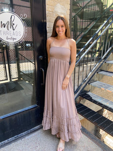 Amelia Taupe Flowy Maxi Dress