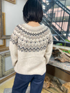 Cassie Khaki Pattern Knit Sweater