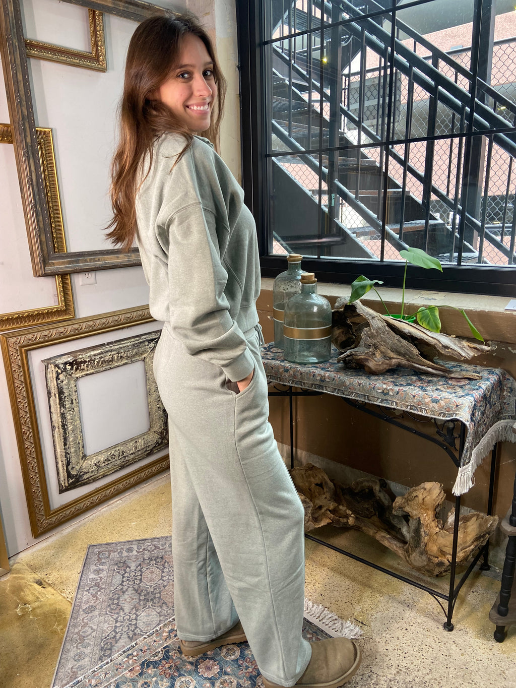 Morgan Sage Green Soft Half Zip Sweater