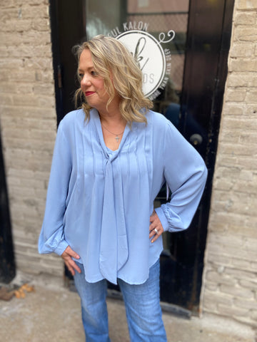 Greta Light Blue Plus Size Blouse