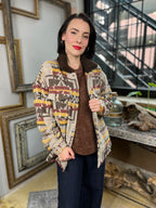 Zeze Taupe Aztec Fringe Shacket