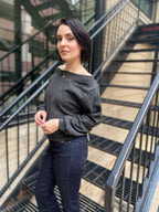 Molly Gray Rib Off The Shoulder Sweater