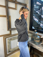 Taylor Black Hacci Balloon Sleeve Hoodie