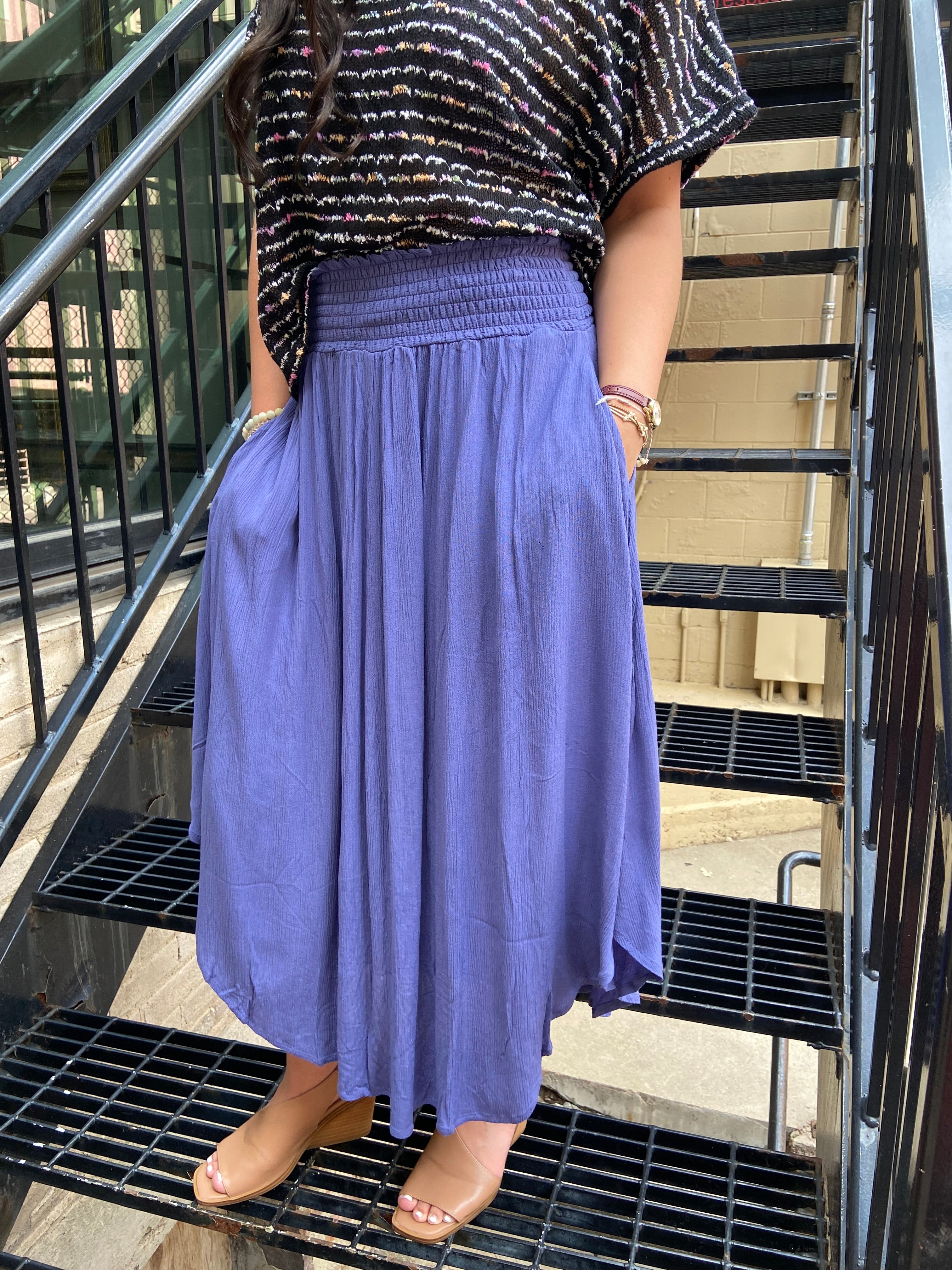 Marco Purple Flowy Midi Skirt - MK Threads Boutique