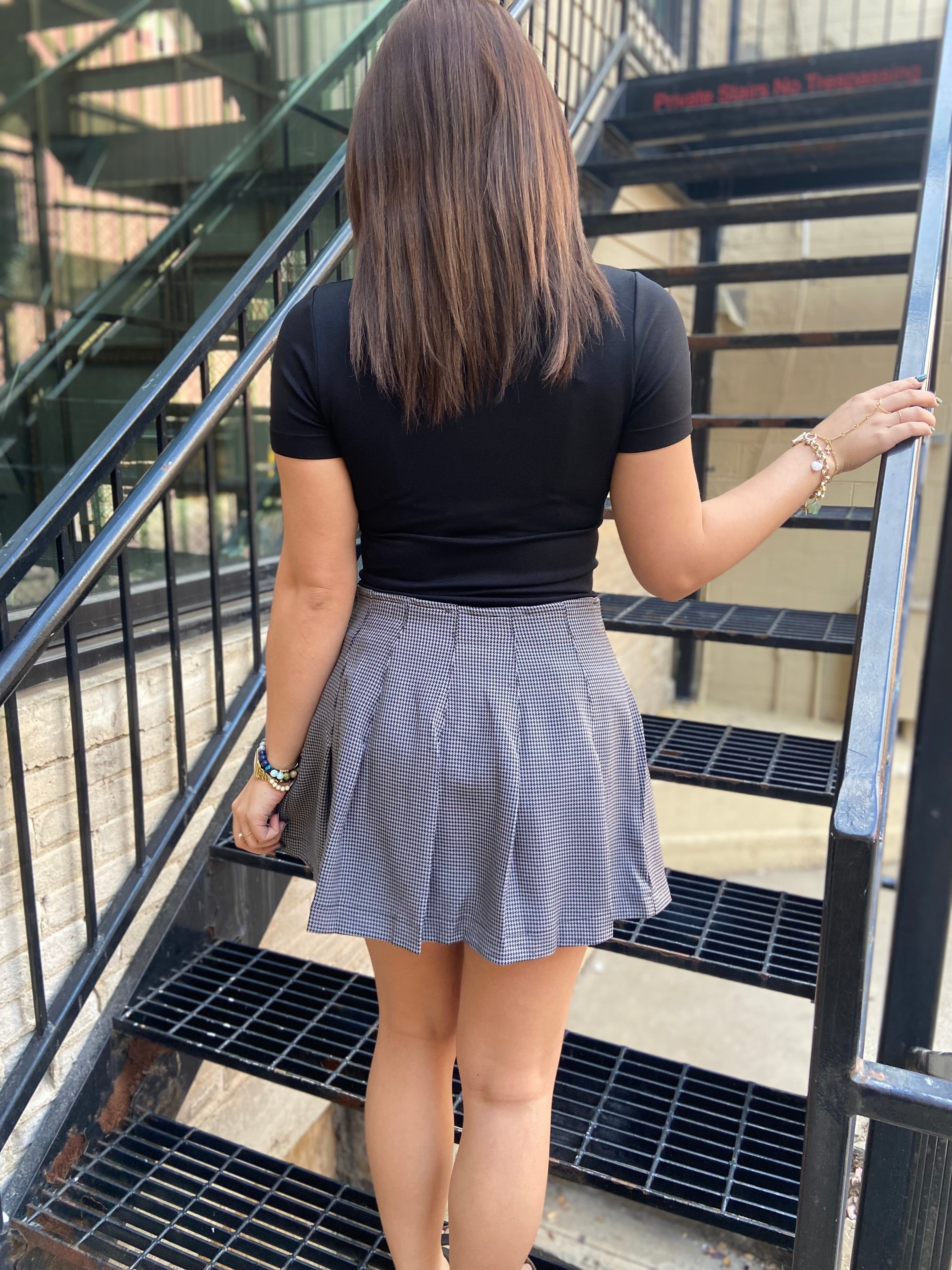 Shia Gray & Black Plaid Mini Skort