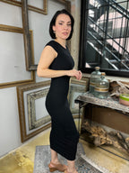 Jolie Black Short Sleeve T-Shirt Midi Dress