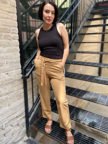 Alice Khaki Crepe High Waist Pants