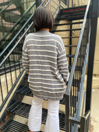 Jericho Gray & White Striped Cardigan
