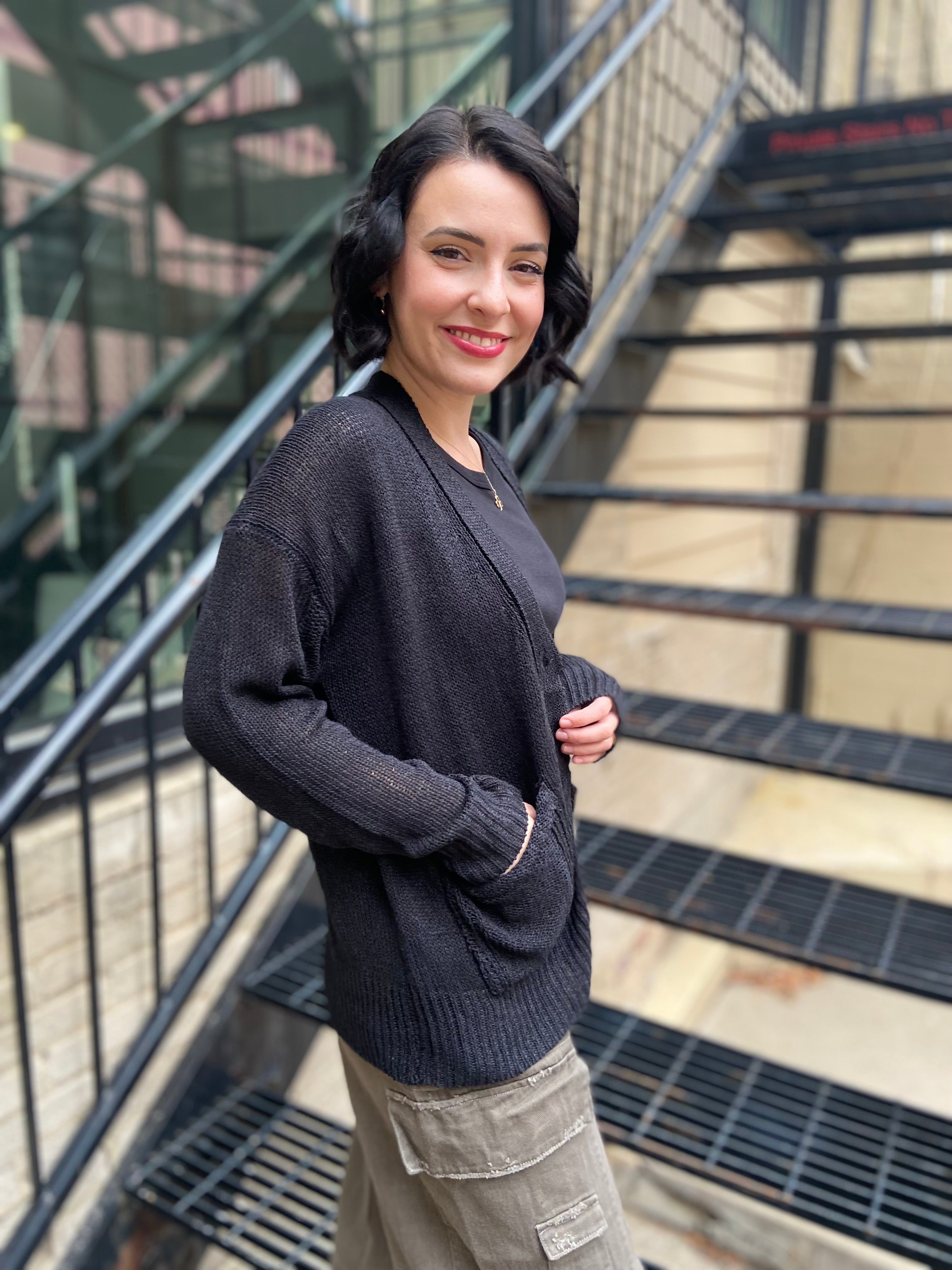 Allisa Black Button Down Cardigan