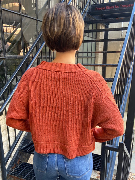 Mari Rust Cable Knit Sweater