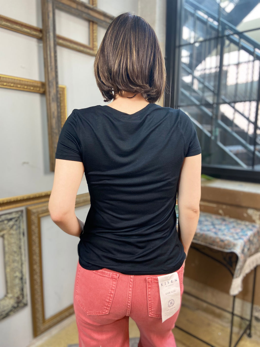 Kendall Black Oversized V-Neck Top - MK Threads Boutique