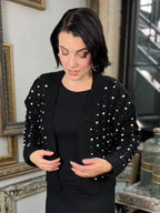 Sadie Black Knit Rhinestone Cardigan