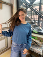 Nancy Dark Teal Crewneck Sweater