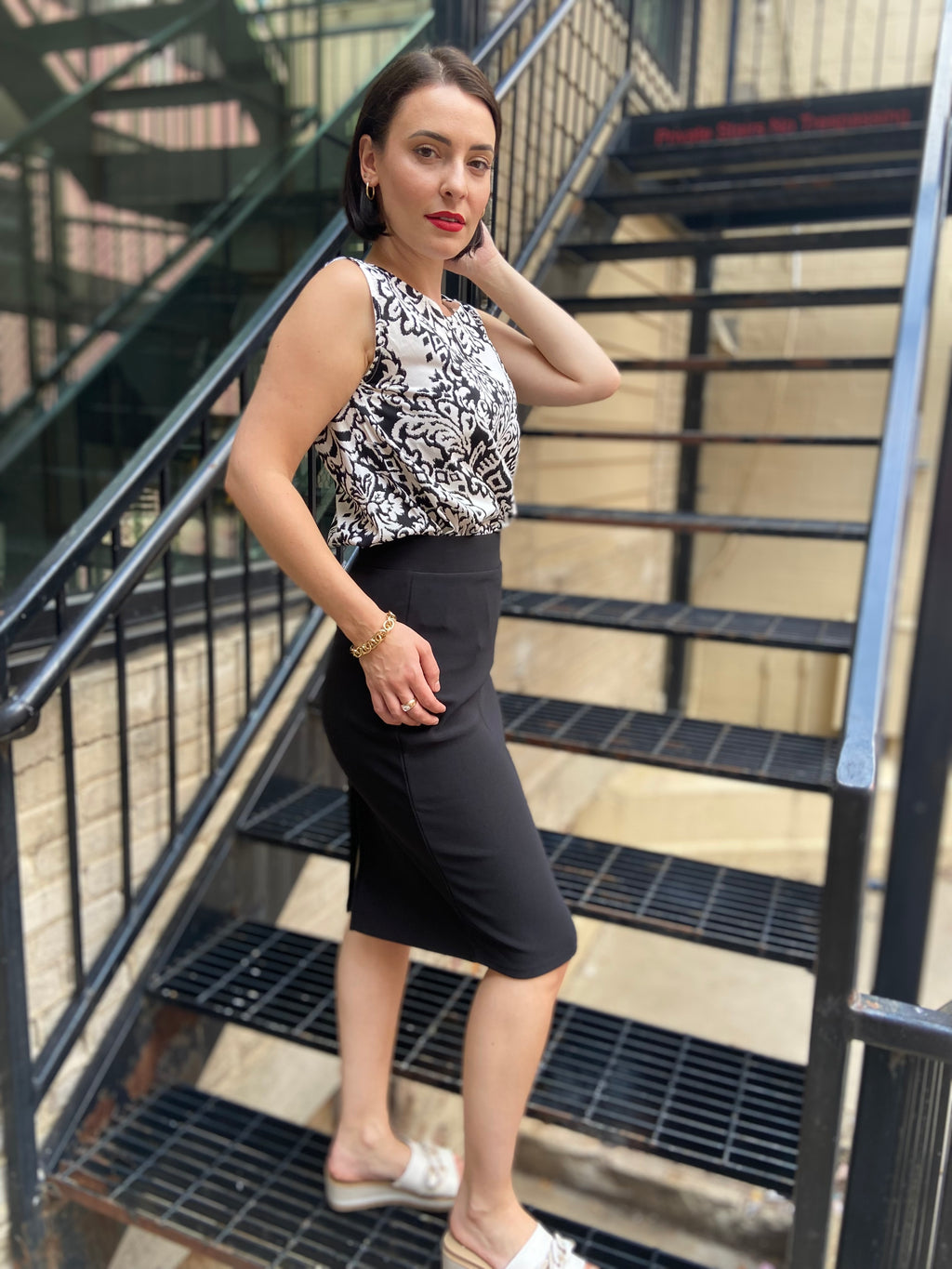 Cassie Black Suba Pencil Skirt