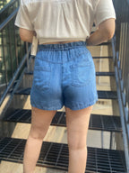 Mae Light Blue Relaxed Denim Shorts With Pockets - MK Threads Boutique