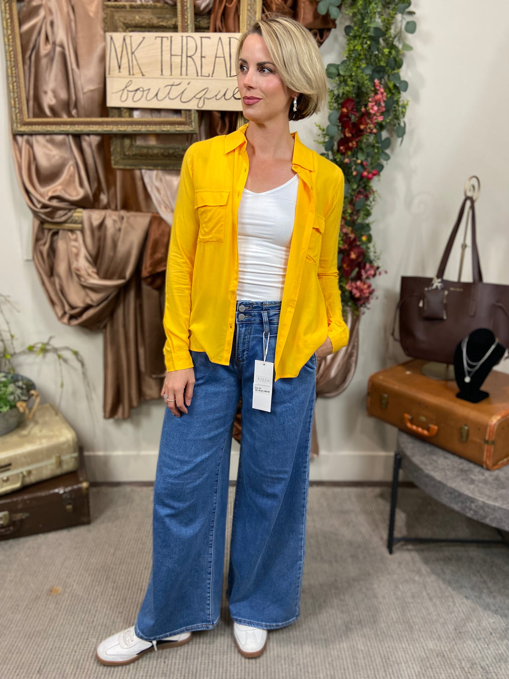 Dae Yellow Long Sleeve Button Up